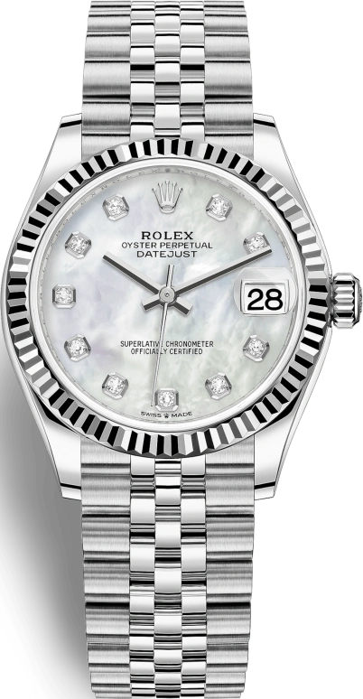 Rolex,Datejust 31 31mm,31mm,White Gold,Stainless Steel,White,Automatic,Day,55hours,278274,278274-0006