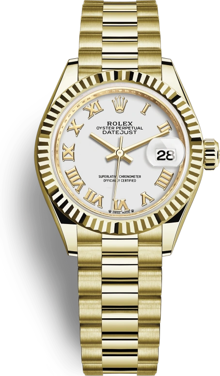 Rolex,Lady-Datejust 28mm,28mm,Yellow Gold,White,Automatic,Day,55hours,279178,279178-0029