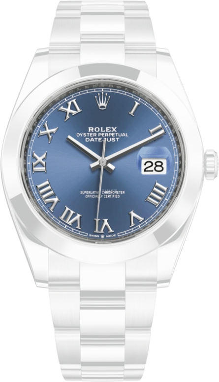 Rolex,Datejust 41 41mm,41mm,Stainless Steel,Blue,Automatic,Day,70hours,126300,126300-0017