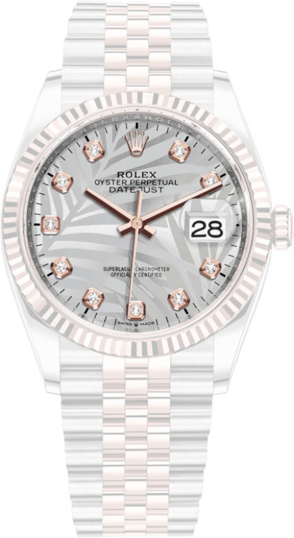 Rolex,Datejust 36 36mm,36mm,Rose Gold,Stainless Steel,Silver,Grey,Automatic,Day,70hours,126231,126231-0037