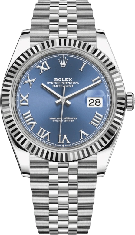 Rolex,Datejust 41 41mm,41mm,White Gold,Stainless Steel,Blue,Automatic,Day,70hours,126334,126334-0026