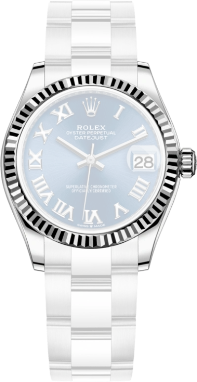 Rolex,Datejust 31 31mm,31mm,White Gold,Stainless Steel,Blue,Automatic,Day,55hours,278274,278274-0033