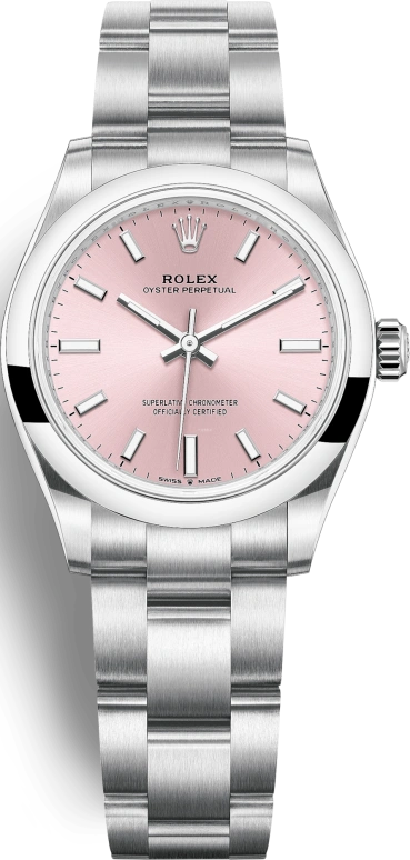 Rolex,Oyster Perpetual 31mm,31mm,Stainless Steel,Pink,Automatic,55hours,In-house Caliber,277200,277200-0004