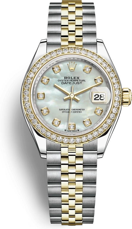 Rolex,Lady-Datejust 28mm,28mm,Yellow Gold,Oystersteel,White,Automatic,Day,55hours,279383RBR,279383RBR-0019