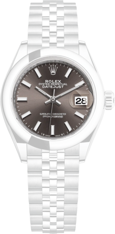 Rolex,Lady-Datejust 28mm,28mm,Stainless Steel,Grey,Automatic,Day,55hours,279160,279160-0009