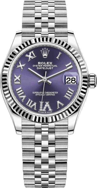 Rolex,Datejust 31 31mm,31mm,White Gold,Stainless Steel,Purple,Automatic,Day,55hours,278274,278274-0026