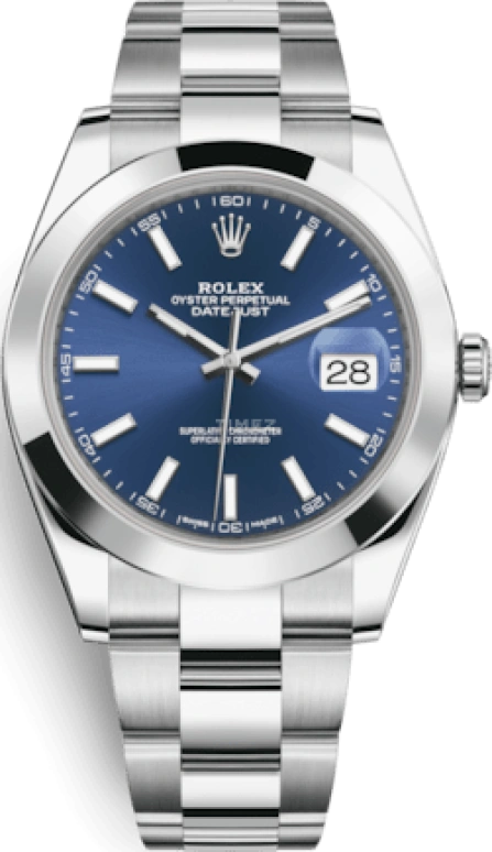 Rolex,Datejust 41 41mm,41mm,Stainless Steel,Blue,Automatic,Day,70hours,126300,126300-0001