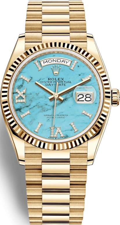 Rolex,Day-Date 36 36mm,36mm,Yellow Gold,Blue,Automatic,Date,Day,128238,128238-0071