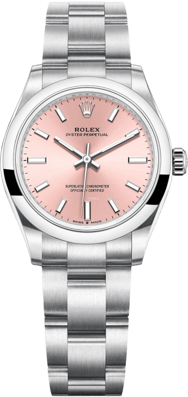 Rolex,Oyster Perpetual 31mm,31mm,Stainless Steel,Pink,Automatic,55hours,In-house Caliber,277200,277200-0004