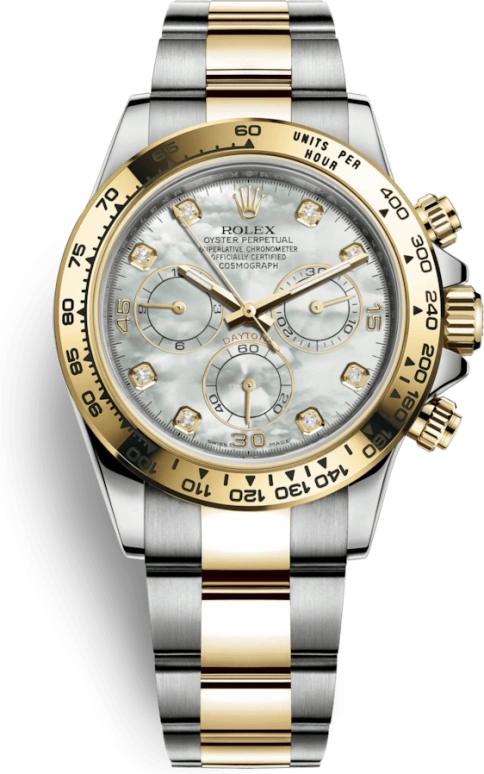 Rolex,Daytona 40mm,40mm,Yellow Gold,Stainless Steel,White,Automatic,Chronograph,Column Wheel,116503,116503-0007