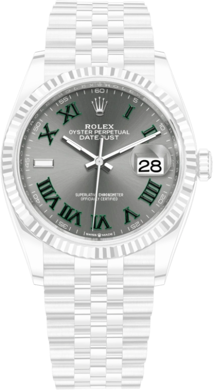 Rolex,Datejust 36 36mm,36mm,White Gold,Stainless Steel,Grey,Automatic,Day,70hours,126234,126234-0045