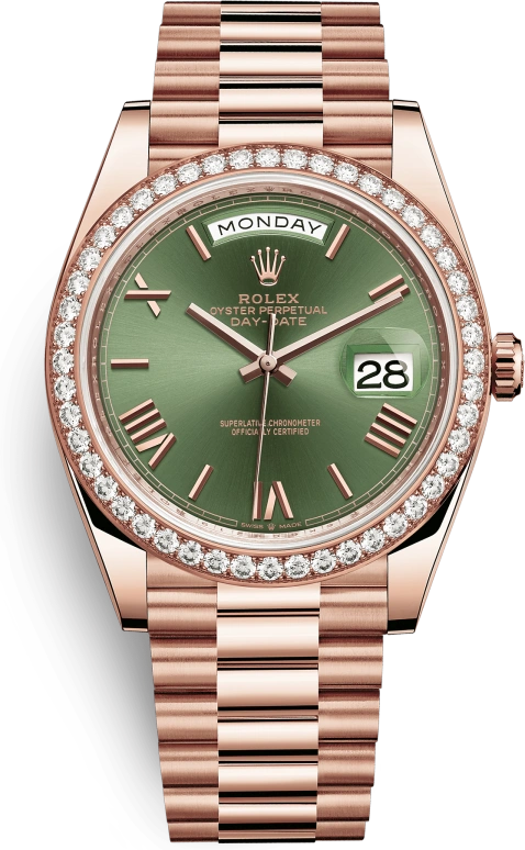Rolex,Day-Date 40 40mm,40mm,Everose Gold,Green,Automatic,Date,Day,Erling Haaland,228345RBR,228345RBR-0011