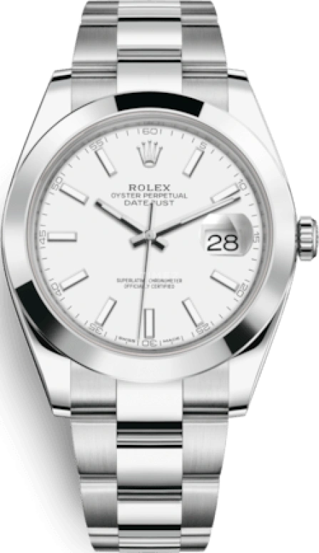 Rolex,Datejust 41 41mm,41mm,Stainless Steel,White,Automatic,Day,70hours,126300,126300-0005