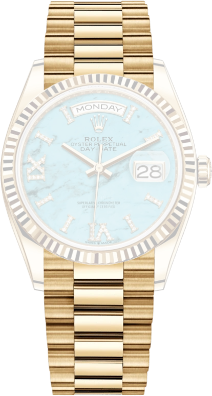 Rolex,Day-Date 36 36mm,36mm,Yellow Gold,Blue,Automatic,Date,Day,128238,128238-0071