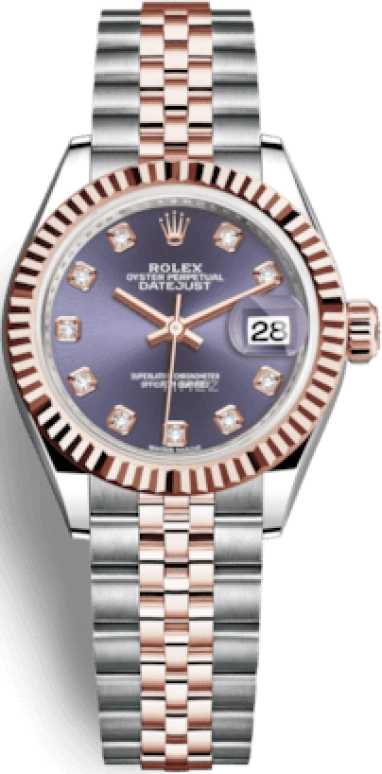 Rolex,Lady-Datejust 28mm,28mm,Oystersteel,Everose Gold,Purple,Automatic,Day,55hours,279171,279171-0015