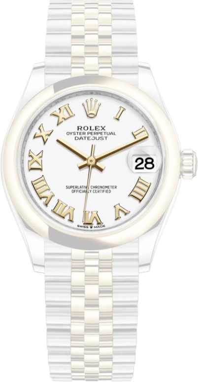 Rolex,Datejust 31 31mm,31mm,Yellow Gold,Stainless Steel,White,Automatic,Day,55hours,278243,278243-0002