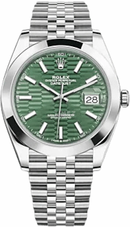 Rolex,Datejust 41 41mm,41mm,Stainless Steel,Green,Automatic,Day,70hours,126300,126300-0022