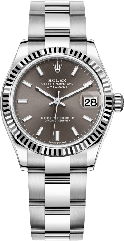 Rolex,Datejust 31 31mm,31mm,White Gold,Stainless Steel,Grey,Automatic,Day,55hours,278274,278274-0015