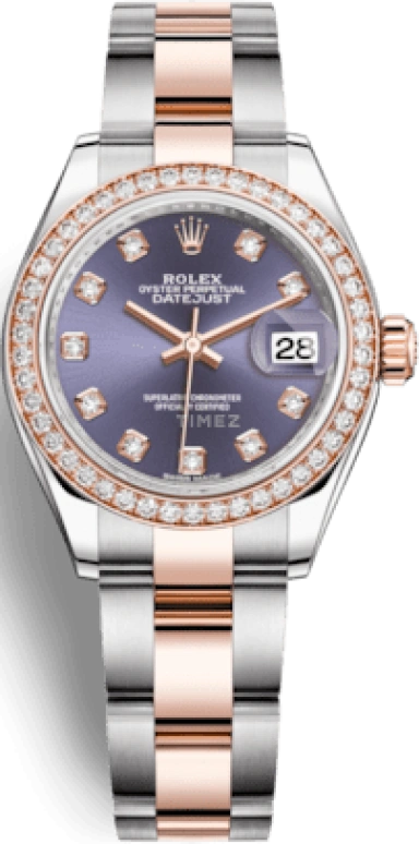 Rolex,Lady-Datejust 28mm,28mm,Rose Gold,Stainless Steel,Purple,Automatic,Day,55hours,279381RBR,279381RBR-0016