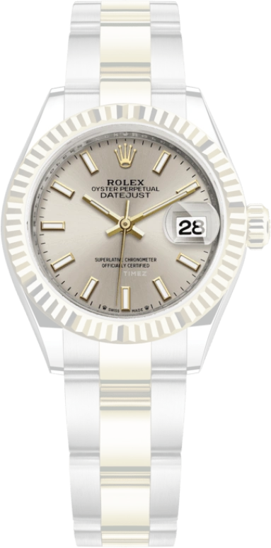 Rolex,Lady-Datejust 28mm,28mm,Yellow Gold,Oystersteel,Silver,Automatic,Day,55hours,279173,279173-0020