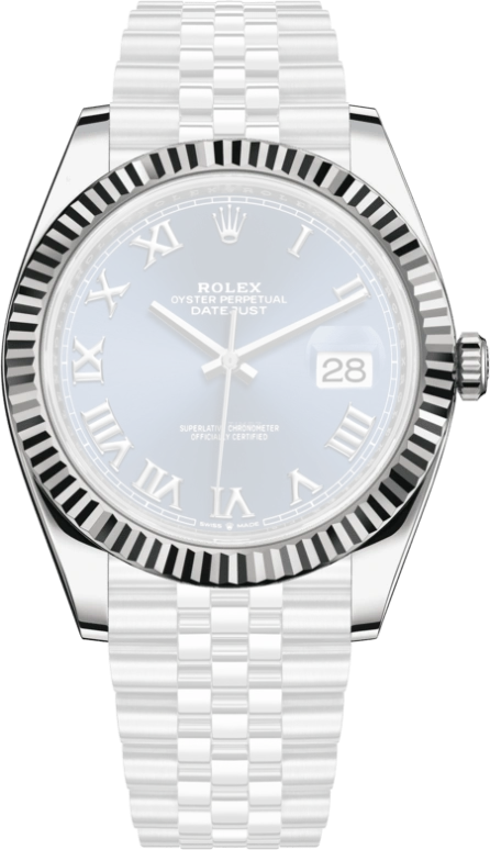 Rolex,Datejust 41 41mm,41mm,White Gold,Stainless Steel,Blue,Automatic,Day,70hours,126334,126334-0026