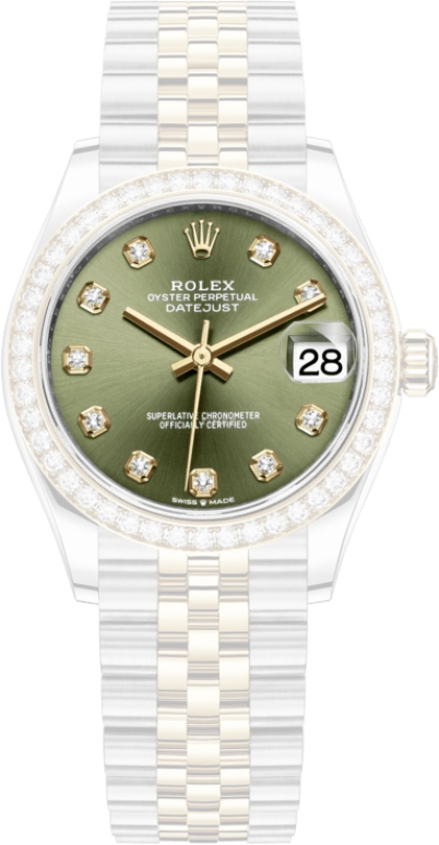 Rolex,Datejust 31 31mm,31mm,Yellow Gold,Stainless Steel,Green,Automatic,Day,55hours,278383RBR,278383RBR-0030