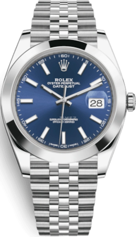 Rolex,Datejust 41 41mm,41mm,Stainless Steel,Blue,Automatic,Day,70hours,126300,126300-0002