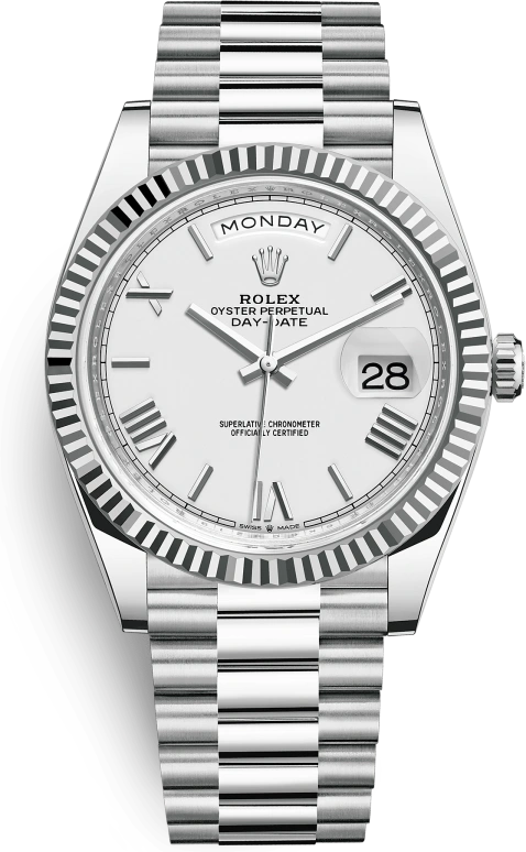 Rolex,Day-Date 40 40mm,40mm,Platinum,White,Automatic,Date,Day,228236,228236-0010