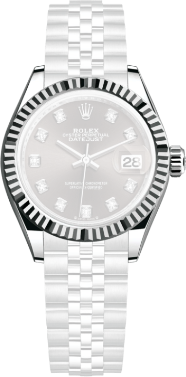 Rolex,Lady-Datejust 28mm,28mm,White Gold,Stainless Steel,Grey,Automatic,Day,55hours,279174,279174-0015