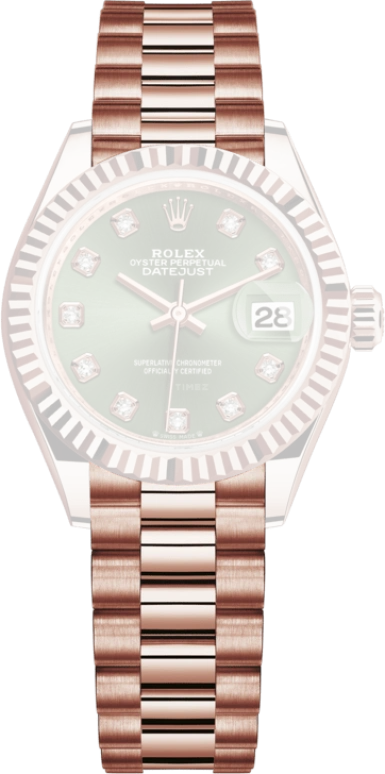 Rolex,Lady-Datejust 28mm,28mm,Everose Gold,Green,Automatic,Day,55hours,279175,279175-0009