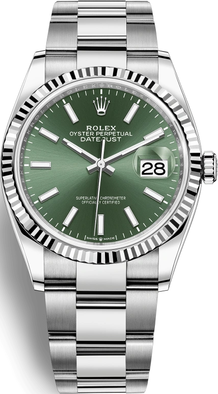 Rolex,Datejust 36 36mm,36mm,Oystersteel,Stainless Steel,Green,Automatic,Day,70hours,126234,126234-0052