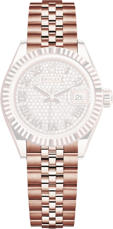 Rolex,Lady-Datejust 28mm,28mm,Rose Gold,Rose Gold,Silver,Automatic,Day,55hours,279175,279175-0024