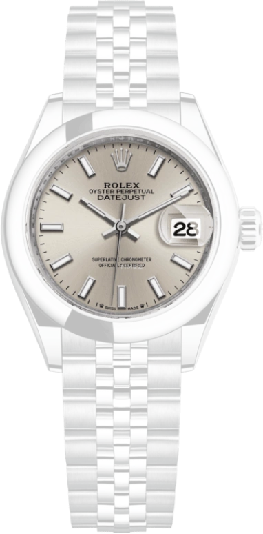 Rolex,Lady-Datejust 28mm,28mm,Stainless Steel,Silver,Automatic,Day,55hours,279160,279160-0005