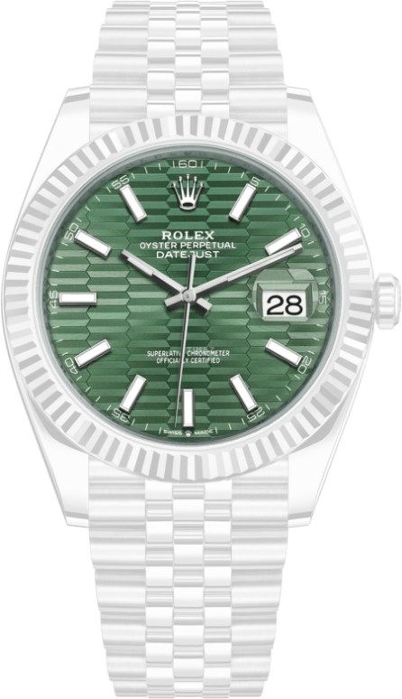 Rolex,Datejust 41 41mm,41mm,White Gold,Stainless Steel,Green,Automatic,Day,70hours,126334,126334-0030