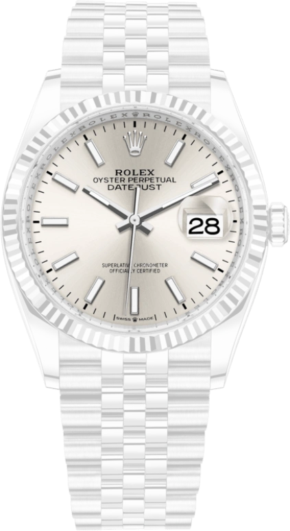 Rolex,Datejust 36 36mm,36mm,White Gold,Stainless Steel,Silver,Automatic,Day,70hours,126234,126234-0013