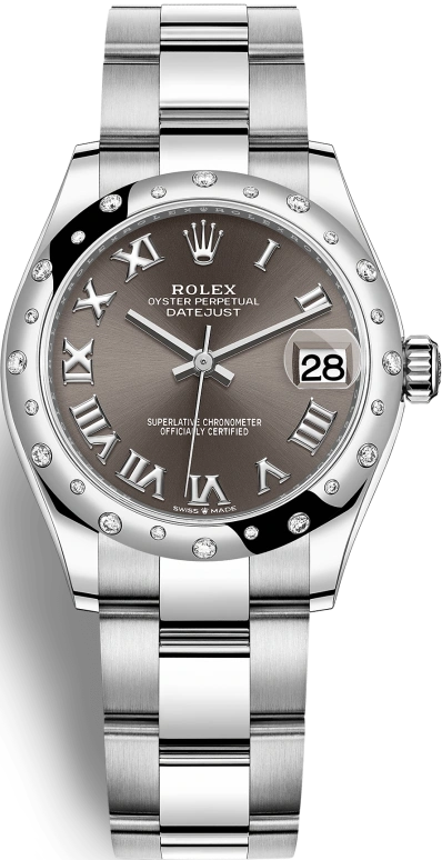 Rolex,Datejust 31 31mm,31mm,White Gold,Stainless Steel,Grey,Automatic,Day,55hours,278344RBR,278344RBR-0023