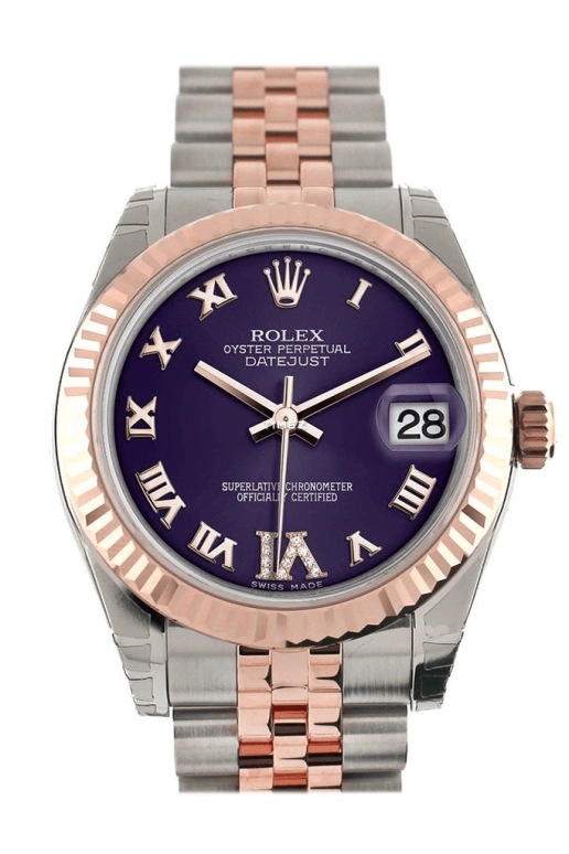 Rolex,Lady-Datejust 31mm,31mm,Stainless Steel,Rose Gold,Purple,Automatic,Day,48hours,178271VI