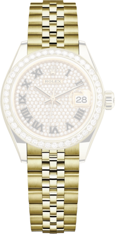 Rolex,Lady-Datejust 28mm,28mm,Yellow Gold,Silver,Gold,Automatic,Day,55hours,279138RBR,279138RBR-0030