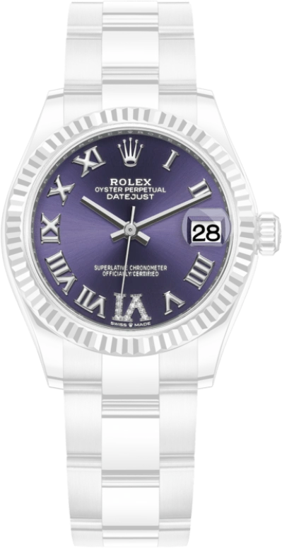 Rolex,Datejust 31 31mm,31mm,White Gold,Stainless Steel,Purple,Automatic,Day,55hours,278274,278274-0025