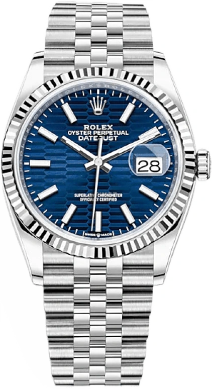 Rolex,Datejust 36 36mm,36mm,White Gold,Stainless Steel,Blue,Automatic,Day,70hours,126234,126234-0049