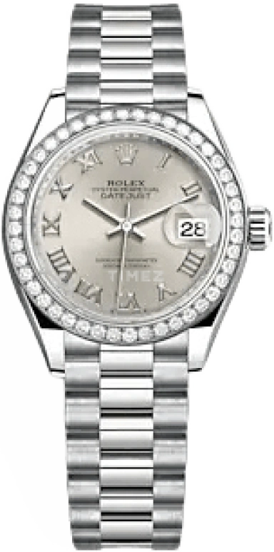 Rolex,Lady-Datejust 28mm,28mm,White Gold,Silver,Automatic,Day,55hours,279139RBR,279139RBR-0007