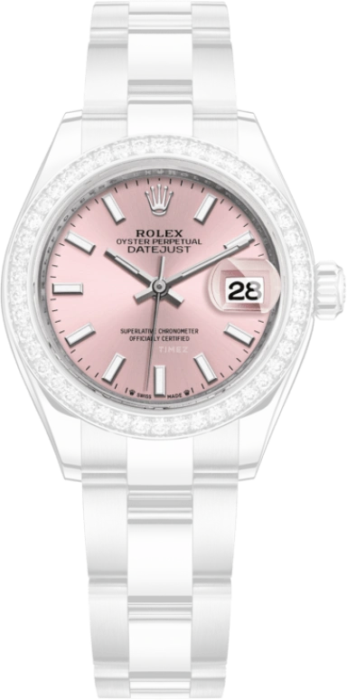 Rolex,Lady-Datejust 28mm,28mm,White Gold,Stainless Steel,Pink,Automatic,Day,55hours,279384RBR,279384RBR-0002