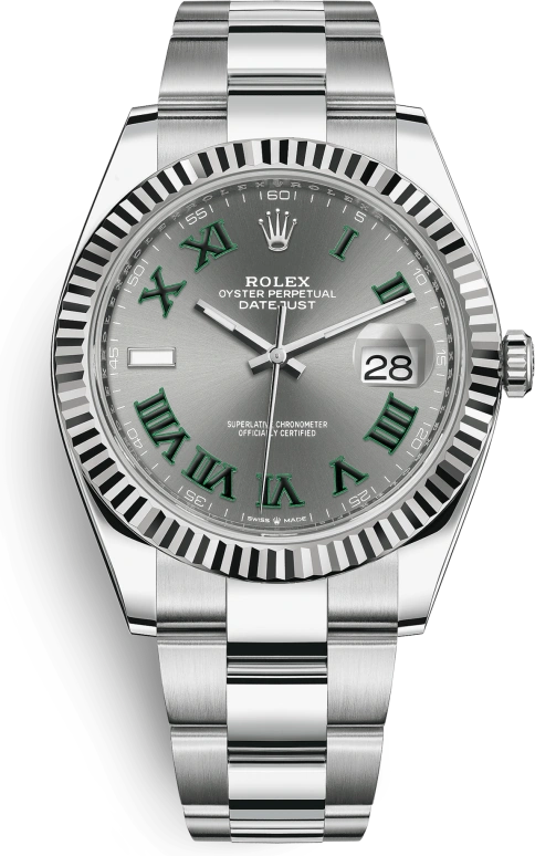 Rolex,Datejust 41 41mm,41mm,White Gold,Stainless Steel,Grey,Automatic,Day,70hours,126334,126334-0021