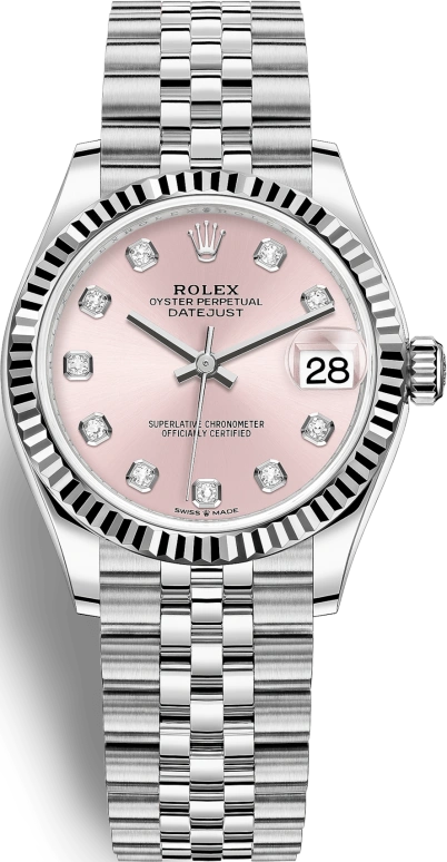 Rolex,Datejust 31 31mm,31mm,White Gold,Stainless Steel,Pink,Automatic,Day,55hours,278274,278274-0032