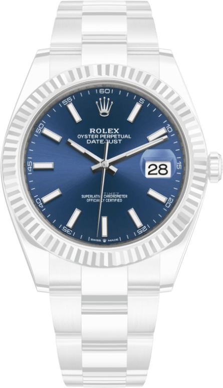 Rolex,Datejust 41 41mm,41mm,White Gold,Stainless Steel,Blue,Automatic,Day,70hours,126334,126334-0001