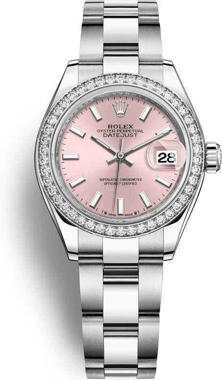Rolex,Lady-Datejust 28mm,28mm,White Gold,Stainless Steel,Pink,Automatic,Day,55hours,279384RBR,279384RBR-0002