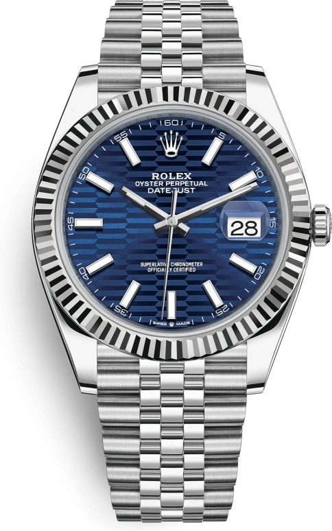 Rolex,Datejust 41 41mm,41mm,White Gold,Stainless Steel,Blue,Automatic,Day,70hours,126334,126334-0032