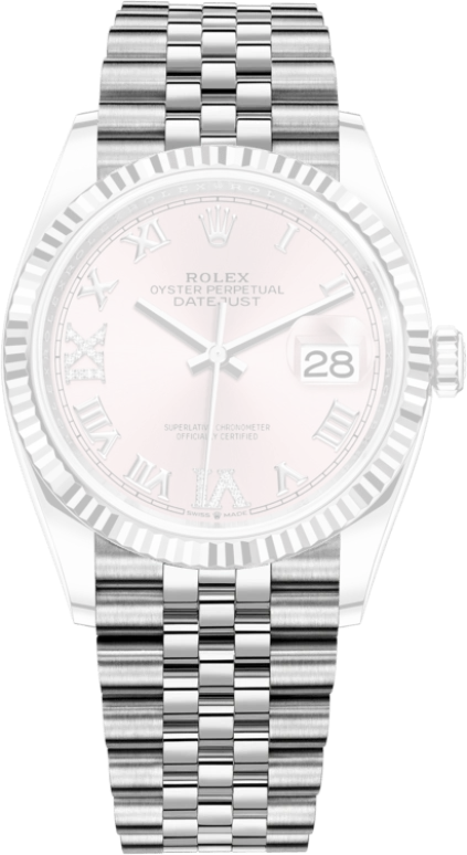 Rolex,Datejust 36 36mm,36mm,White Gold,Stainless Steel,Pink,Automatic,Day,70hours,126234,126234-0031