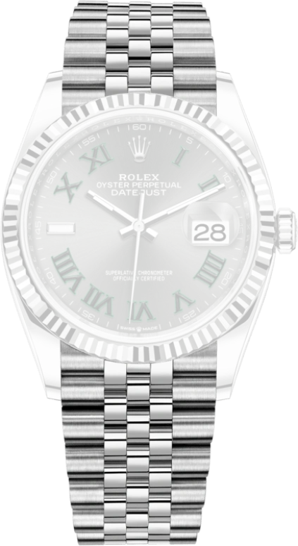 Rolex,Datejust 36 36mm,36mm,White Gold,Stainless Steel,Grey,Automatic,Day,70hours,126234,126234-0045