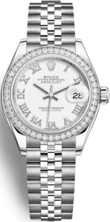 Rolex,Lady-Datejust 28mm,28mm,White Gold,Oystersteel,White,Automatic,Day,55hours,279384RBR,279384RBR-0019